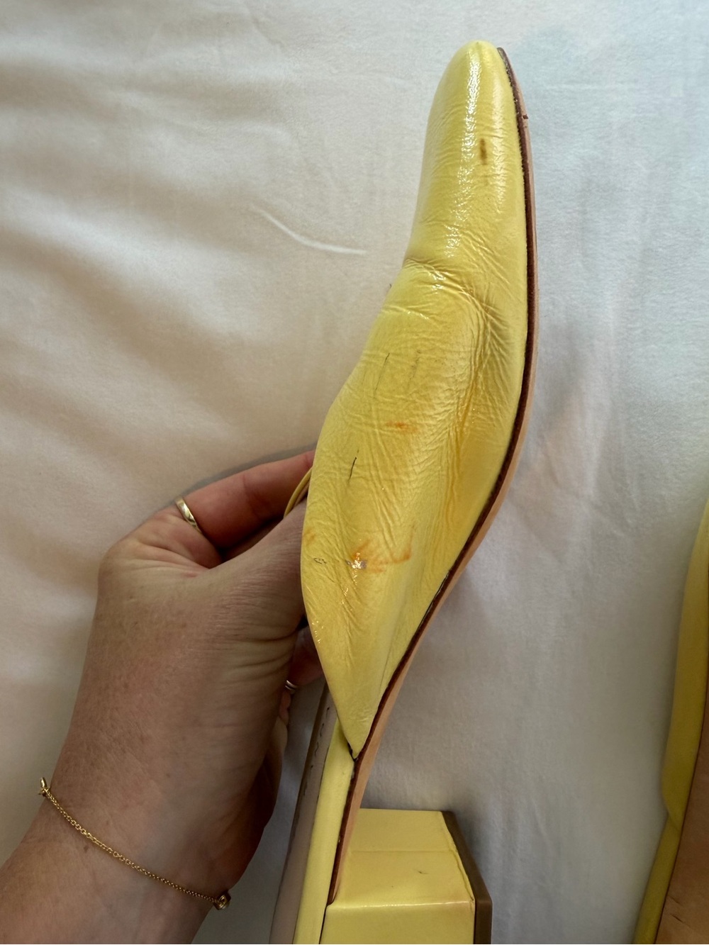 Loeffler Randall Lulu Lemon Yellow Leather Slip-On Mules - Picture 3 of 4
